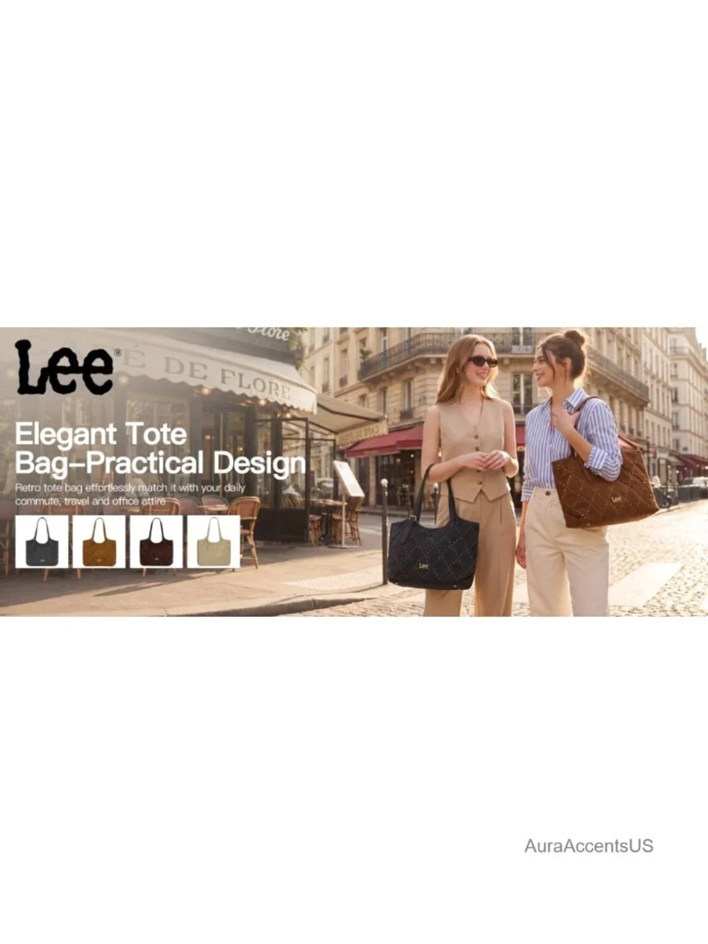 Large Faux Suede Tote Bag with Adjustable Strap, 3 Compartments, Magnetic